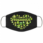 I Am a Frogaholic Washable Reusable Custom - Printed Cloth Face Mask Cover, Black, Cloth Face Cover