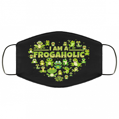 I Am a Frogaholic Washable Reusable Custom - Printed Cloth Face Mask Cover, Black, Cloth Face Cover