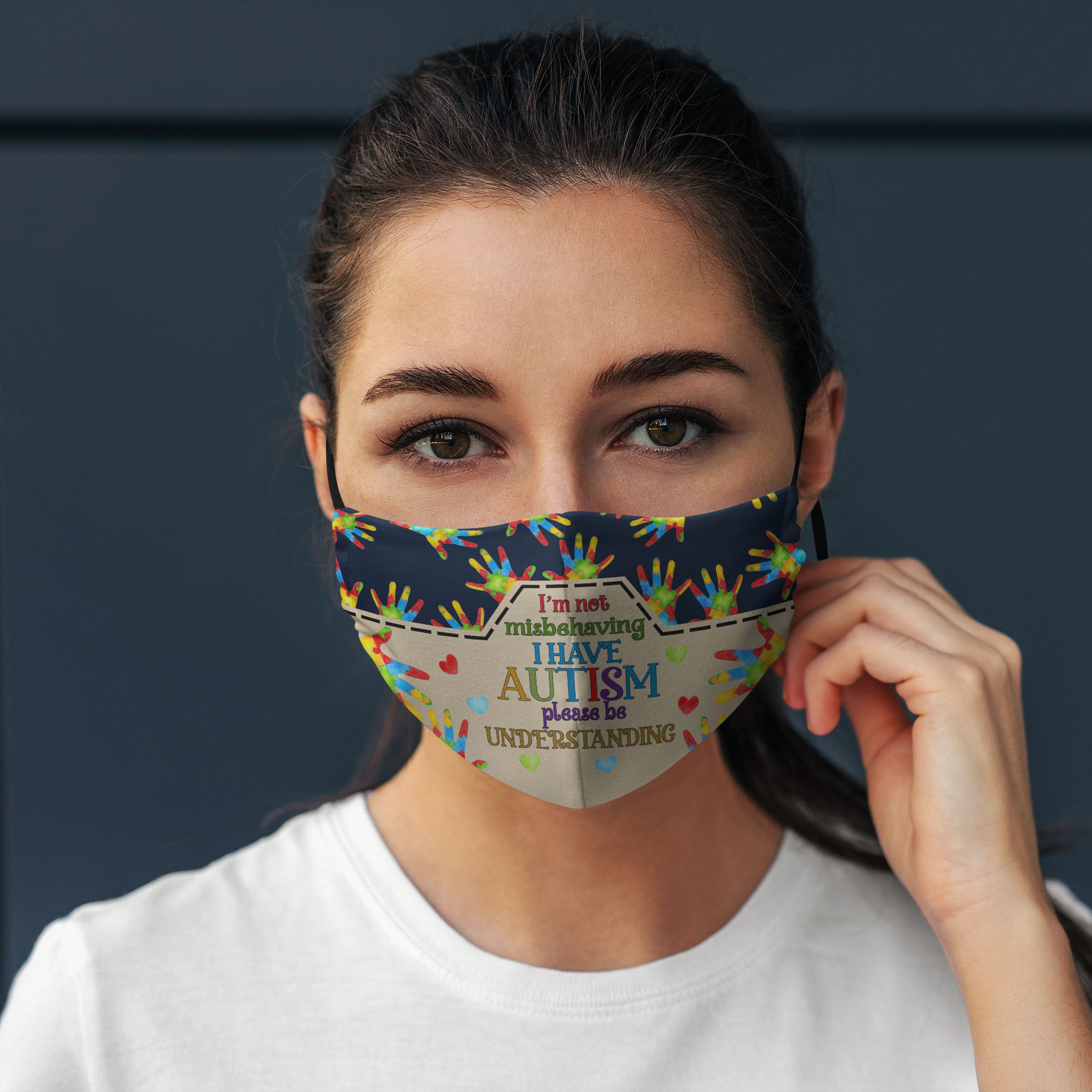 13VT. I'm Not Misbehaving Autism mask mockup