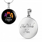 I Smell Children Hocus Pocus Three Witch Halloween Luxury Circle Pendant Necklace - Circle Luxury Necklace (Silver)