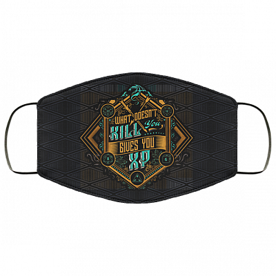 What Doesn't Kill You Gives You XP Washable Reusable Printed Cloth Face Mask Cover, Black, Cloth Face Cover