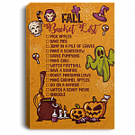 Fall Bucket List Autumn Pumpkin Home Decoration Gallery Wrapped Framed Canvas Prints - Unframed Poster, White, 0.75'' Framed Canvas