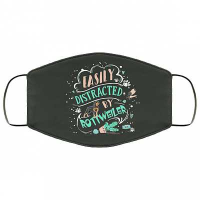 Easily Distracted By Rottweilers Washable Reusable Custom Printed Cloth Face Mask Cover, Forest, Cloth Face Cover