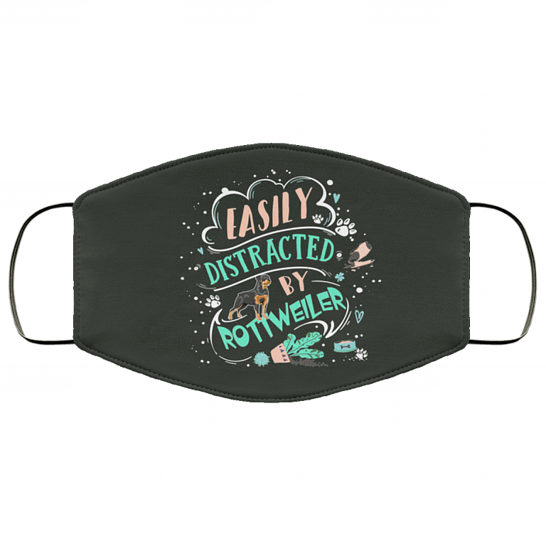 Easily Distracted By Rottweilers Washable Reusable Custom Printed Cloth Face Mask Cover, Forest, Cloth Face Cover