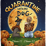 Personalized Quarantine With My Dog Pitbull Halloween Fleece Blanket - Premium Sherpa Blanket, White, Cozy Plush Fleece Blanket - 50x60