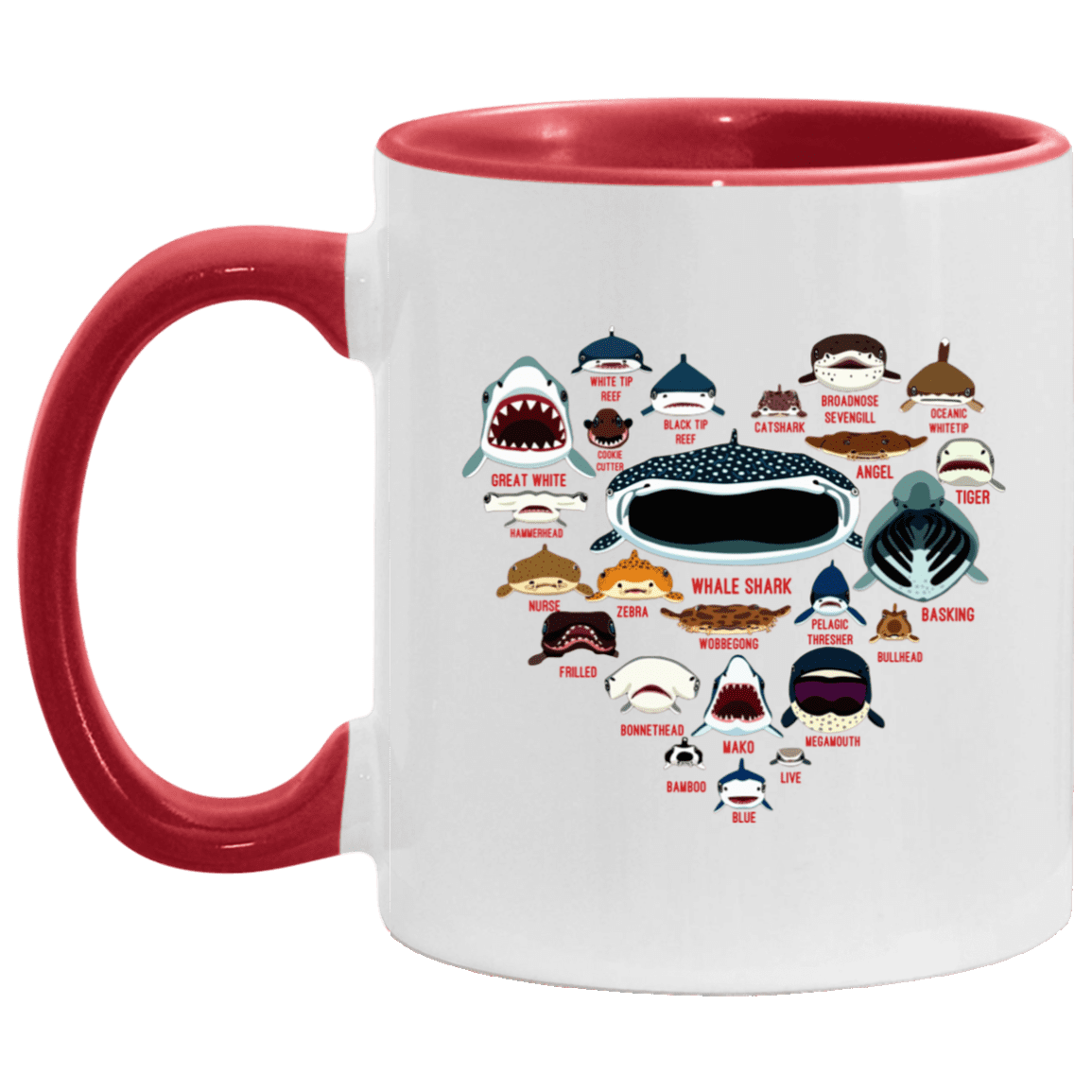 Sharkaholic Accent Mug - Shark Lover Gift, White/Red, 11 oz. Accent Mug Sharkaholic Accent Mug - Shark Lover Gift, White/Red, 11 oz. Accent Mug