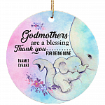 Personalized Godmothers Are A Blessing Thank You For Being Mine Flat Circle Porcelain Ceramic Ornament, White, Ceramic Circle Ornament