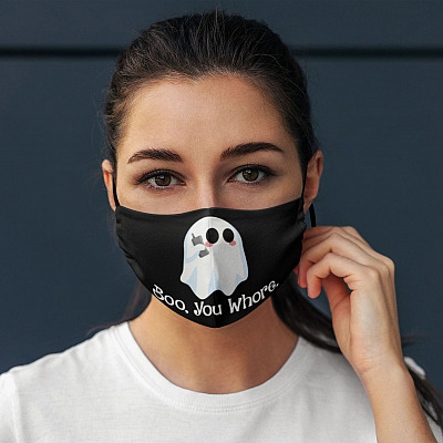 Alternative view of Cute Boo You Whore Washable Reusable Custom - Printed Cloth Face Mask Cover - Funny Halloween Gift