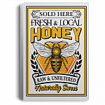 Fresh and Local Honey Raw and Unfiltered Bee Lover Gallery Wrapped Framed Canvas Prints - Unframed Poster, White, 0.75'' Framed Canvas