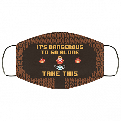 Its Dangerous To Go Alone Washable Reusable Custom – Funny The Legend of Zelda Printed Cloth Face Mask Cover, White, Cloth Face Cover
