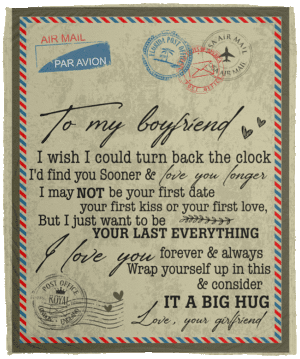 To My Boyfriend I Wish I Could Turn Back The Clock Letter Fleece Blanket - Premium Sherpa Blanket - Woven Blanket, White, Cozy Plush Fleece Blanket - 50x60