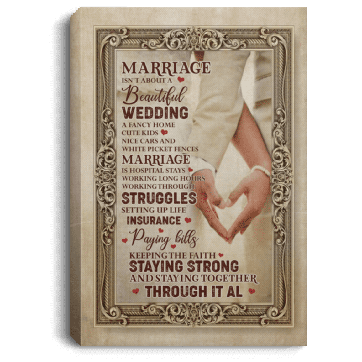 Marriage Is Staying Together Through It All Wrapped Framed Canvas Prints-Unframed Poster, White, 0.75'' Framed Canvas Marriage Is Staying Together Through It All Wrapped Framed Canvas Prints-Unframed Poster, White, 0.75'' Framed Canvas