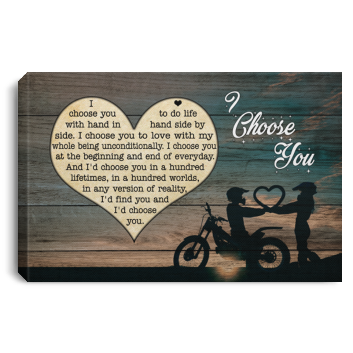Motocross I Choose You To Do Life With Hand In Hand Side By Side Wrapped Framed Canvas Prints - Unframed Poster, White, 0.75'' Framed Canvas Motocross I Choose You To Do Life With Hand In Hand Side By Side Wrapped Framed Canvas Prints - Unframed Poster, White, 0.75'' Framed Canvas