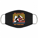 Jiu Jitsu Face Mask - Jesus Has Your Back Face Mask - Funny Jesus Washable Reusable Custom Printed Cloth Face Mask Cover, Black, Cloth Face Cover
