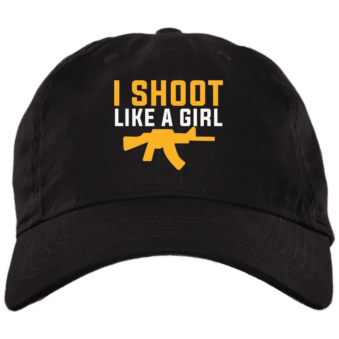 I Shoot Like A Girl Twill Cap High-Profile Snapback Hat, Black, Brushed Twill Dad Cap I Shoot Like A Girl Twill Cap High-Profile Snapback Hat, Black, Brushed Twill Dad Cap