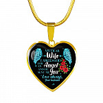 My Dear Wife I Asked God for an Angel and He Sent Me You from Your Husband Heart Pendant Necklace - Heart Luxury Necklace (Gold Plated)