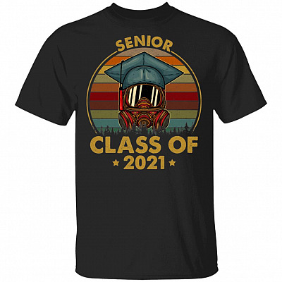 Senior Class Of 2021 Vintage Retro T-Shirt - Funny Senior Graduation Shirt, Black, Unisex T-Shirt