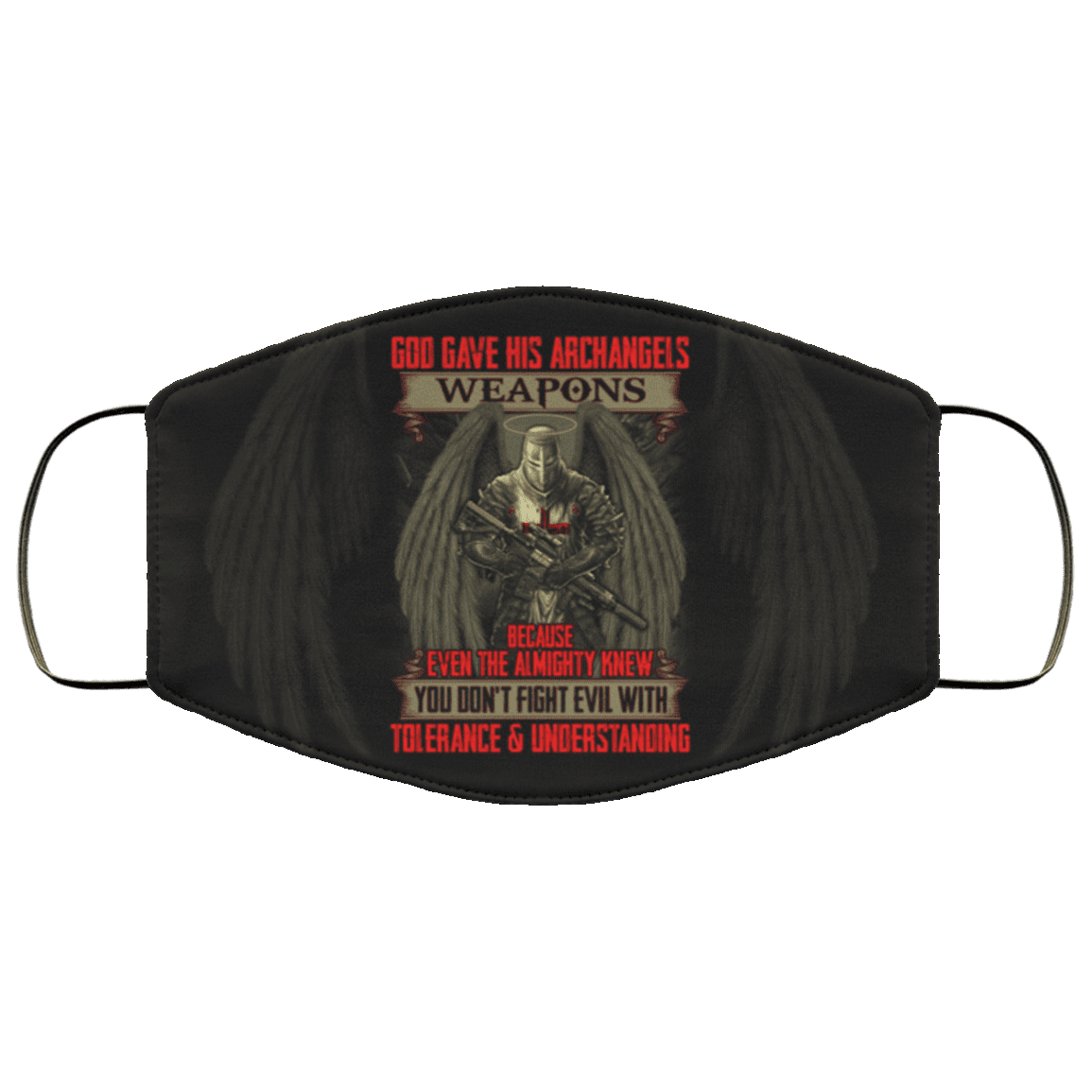 God Gave His Archangels Weapons Washable Reusable Custom Printed Cloth Face Mask Cover - Archangel Knight Templar Mask, Black, Cloth Face Cover God Gave His Archangels Weapons Washable Reusable Custom Printed Cloth Face Mask Cover - Archangel Knight Templar Mask, Black, Cloth Face Cover