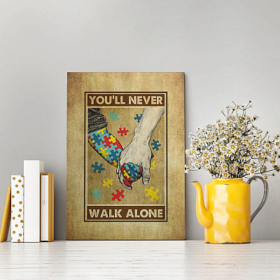 Alternative view of Autism Awareness You'll Never Walk Alone Inspirational Autism Wall Art Framed Canvas Prints - Unframed Poster