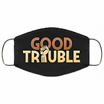 Good Trouble John Lewis Quote BLM Washable Reusable Custom - Printed Cloth Face Mask Cover, Black, Cloth Face Cover