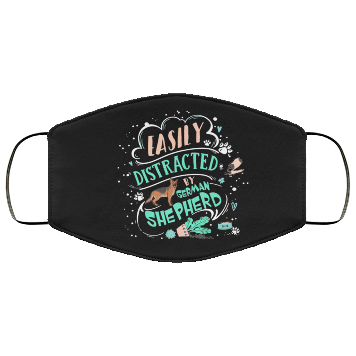 Easily Distracted By German Shepherds Washable Reusable Custom Printed Cloth Face Mask Cover, Black, Cloth Face Cover Easily Distracted By German Shepherds Washable Reusable Custom Printed Cloth Face Mask Cover, Black, Cloth Face Cover