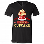 I'm His Cupcake T-Shirt - V-Neck Shirt - I'm Her Studmuffin Matching Shirt for Couple, Black, V-Neck T-Shirt