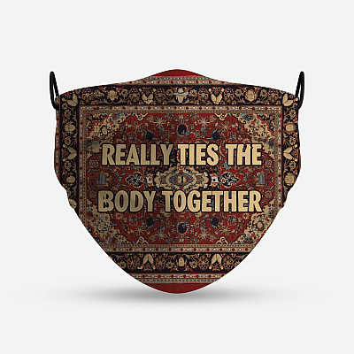 Alternative view of Really Ties the Body Together - Lebowski Sweater Pattern Washable Reusable Custom - Printed Cloth Face Mask Cover
