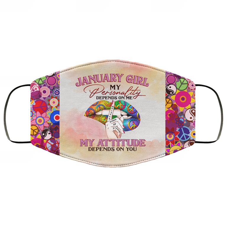 January Girl My Personality Depends on Me Washable Reusable Custom - Printed Cloth Face Mask Cover, White, Cloth Face Cover