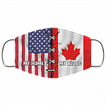 America Is My Home Canada Is My Blood Washable Reusable Custom Printed Cloth Face Mask Cover, White, Cloth Face Cover