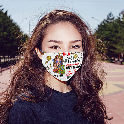 Alternative view of Personalized In A World Where You Can Be Anything Be Kind Washable Reusable Printed Cloth Face Mask Cover