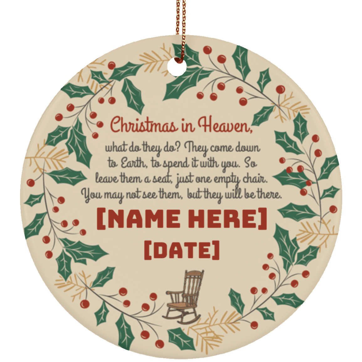 Personalized Christmas in Heaven What They Do They Come to Earth Circle Ceramic Ornament Keepsake, White, Ceramic Circle Ornament Personalized Christmas in Heaven What They Do They Come to Earth Circle Ceramic Ornament Keepsake, White, Ceramic Circle Ornament