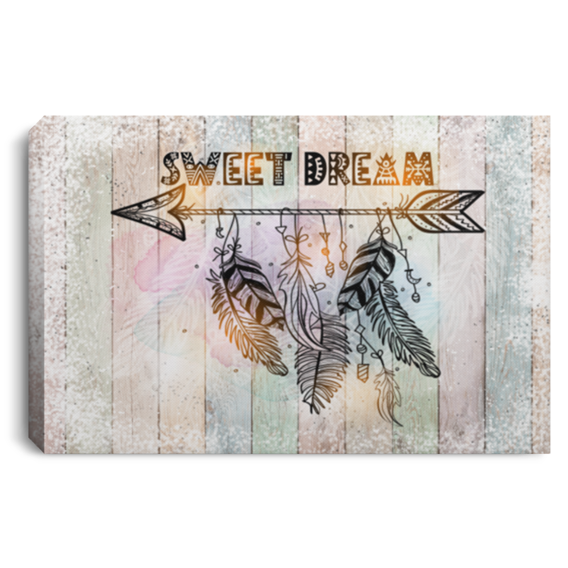Sweet Dreams Boho Gallery Wrapped Framed Canvas Prints - Unframed Poster - Feather Wall Art - Arrow Wall Art, White, 0.75'' Framed Canvas Sweet Dreams Boho Gallery Wrapped Framed Canvas Prints - Unframed Poster - Feather Wall Art - Arrow Wall Art, White, 0.75'' Framed Canvas