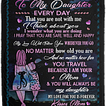 Daughter's Gift To My Daughter Everyday I Think Of You Fleece Blanket - Premium Sherpa Blanket -Woven Blanket, White, Cozy Plush Fleece Blanket - 50x60