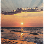 Sunrise Summer Beach Lover Fleece Blanket - Mink Sherpa Blanket - Woven Blanket, White, Cozy Plush Fleece Blanket - 50x60