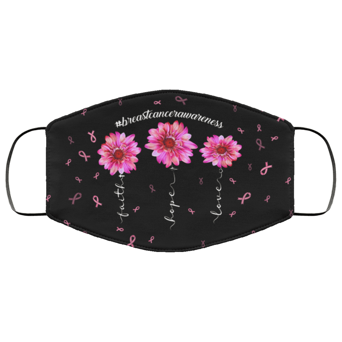 Pink Ribbon Faith Hope Love Breast Cancer Awareness Washable Reusable Custom - Printed Cloth Face Mask Cover, Black, Cloth Face Cover Pink Ribbon Faith Hope Love Breast Cancer Awareness Washable Reusable Custom - Printed Cloth Face Mask Cover, Black, Cloth Face Cover
