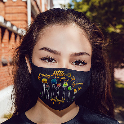Alternative view of Every Little Thing Is Gonna Be Alright Cute Birds Washable Reusable Custom - Printed Cloth Face Mask Cover
