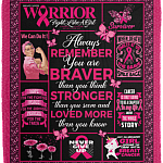 Breast Cancer Awareness Always Remember You Are Braver Than You Believe Fleece - Mink Sherpa - Woven Blanket, White, Cozy Plush Fleece Blanket - 50x60