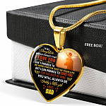 Dad to My Daughter Never Forget That I Love You I Can't Promise to Be Here Heart Pendant Necklace - Heart Luxury Necklace (Gold Plated)