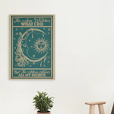 Alternative view of The Sun Watches I Do but the Moon Knows All My Secrets Hippie Style Framed Canvas Prints - Unframed Poster