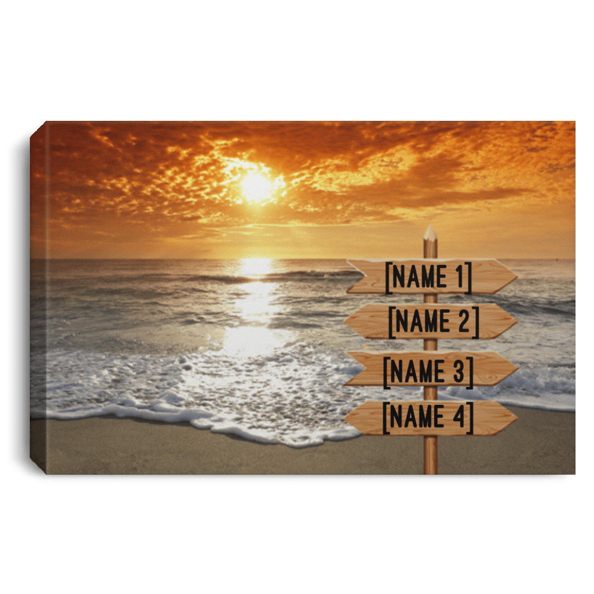 Personalized Family Name Beach Sunset Gallery Wrapped Framed Canvas Prints-Unframed Poster, White, 0.75'' Framed Canvas Personalized Family Name Beach Sunset Gallery Wrapped Framed Canvas Prints-Unframed Poster, White, 0.75'' Framed Canvas