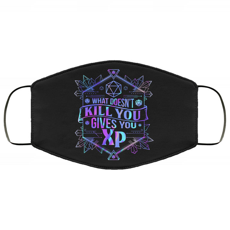 What Doesn't Kill You Gives You XP Washable Reusable Custom - Printed Cloth Face Mask Cover, Black, Cloth Face Cover
