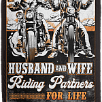 Husband and Wife Riding Partners for Life Fleece Blanket - Premium Sherpa Blanket - Woven Blanket, White, Cozy Plush Fleece Blanket - 50x60