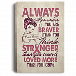 Always Remember You Are Braver Wrapped Framed Canvas Print -Unframed Poster -Breast Cancer Awareness Wall Art, White, 0.75'' Framed Canvas Always Remember You Are Braver Wrapped Framed Canvas Print -Unframed Poster -Breast Cancer Awareness Wall Art, White, 0.75'' Framed Canvas