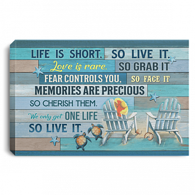 Life Is Short So Live It Love Is Rare So Grab It Framed Canvas Prints - Unframed Poster - Home Decor Wall Art, White, 0.75'' Framed Canvas