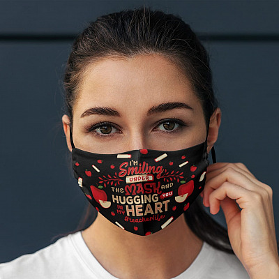 Alternative view of I'm Smiling Under The Mask And Hugging You In My Heart Teacher Life Washable Reusable - Cloth Face Mask Cover
