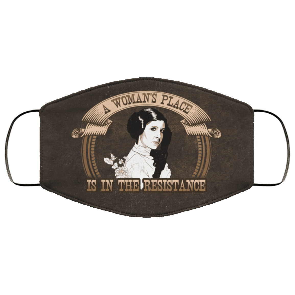 A Woman's Place Is in the Resistance Leia Washable Reusable Custom - Printed Cloth Face Mask Cover, White, Cloth Face Cover