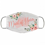 Maid Of Honor Floral Mask Washable Reusable Custom – Printed Cloth Face Mask Cover, White, Cloth Face Cover