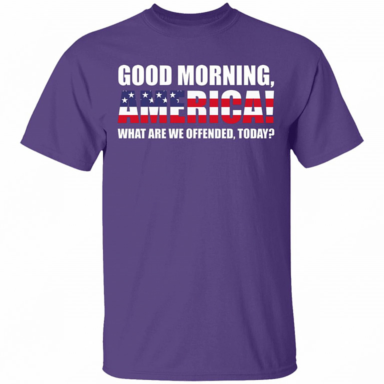 Good Morning America What are We Offended by Today America Flag T-Shirt, Purple, Unisex T-Shirt