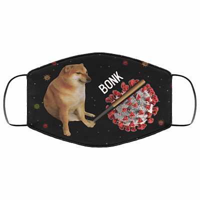 Cheems Virums Bonk Dog Hitting Virus Funny Washable Reusable Custom - Printed Cloth Face Mask Cover, Black, Cloth Face Cover