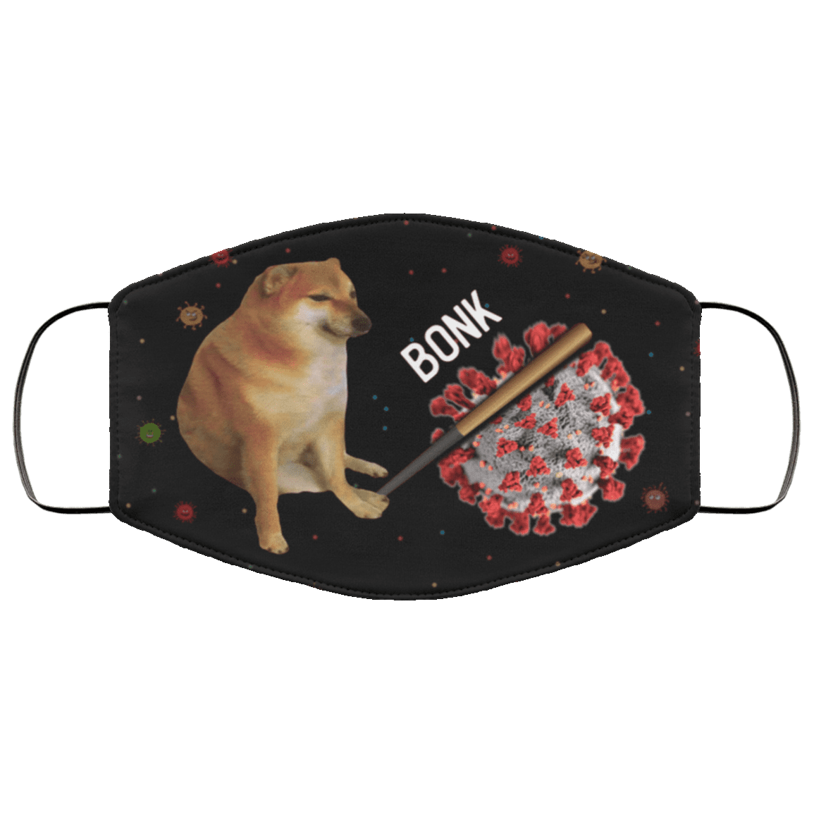 Cheems Virums Bonk Dog Hitting Virus Funny Washable Reusable Custom - Printed Cloth Face Mask Cover, Black, Cloth Face Cover Cheems Virums Bonk Dog Hitting Virus Funny Washable Reusable Custom - Printed Cloth Face Mask Cover, Black, Cloth Face Cover